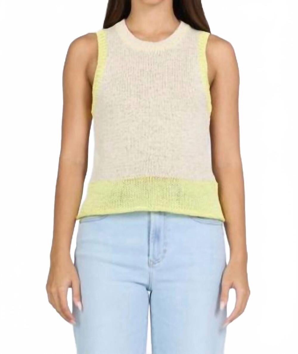 NEW DEAR JOHN DENIM bayla crewneck sleeveless sweater in wax yellow